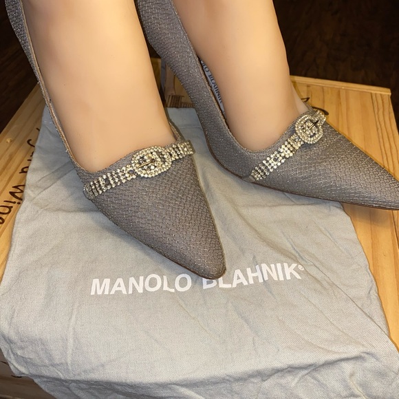 Manolo Blahnik Rhinestone Studded Heels - Picture 4 of 12